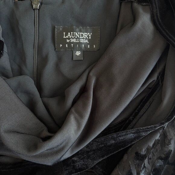 VTG Laundry Shelli Segal Black Velvet Burnout Maxi Dress Vamp Whimsigoth Sz 4P - Picture 5 of 10